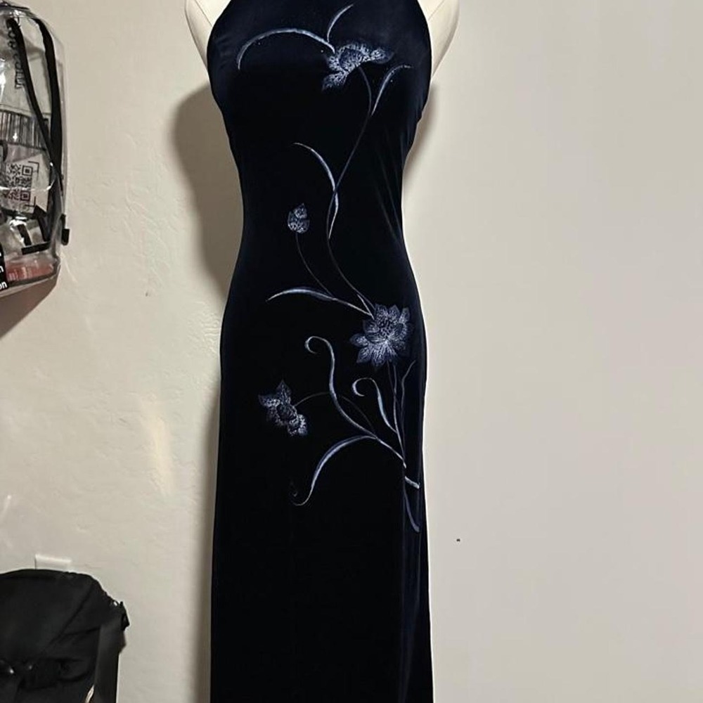 90s vintage velvet maxi dress